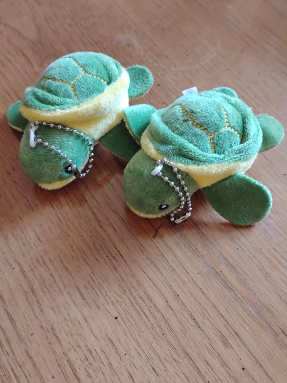 Two Green Turtle Plush Keychains